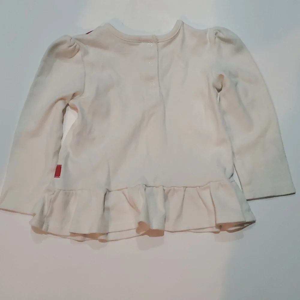 Gymboree Cream Ruffle Red Bow LongSleeve-18-24M